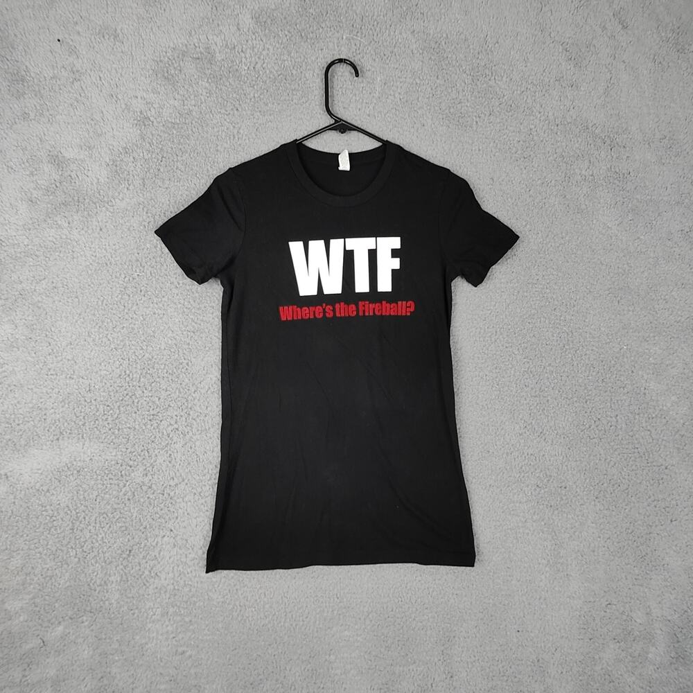 Fireball Shirt Women's Medium Black WTF Where's The fireball Crew Neck T-Shirt